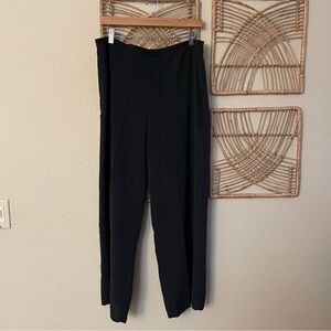 Citron Santa Monica Silk Pants Black Wide Leg Elastic Waist Women's Sz M B39